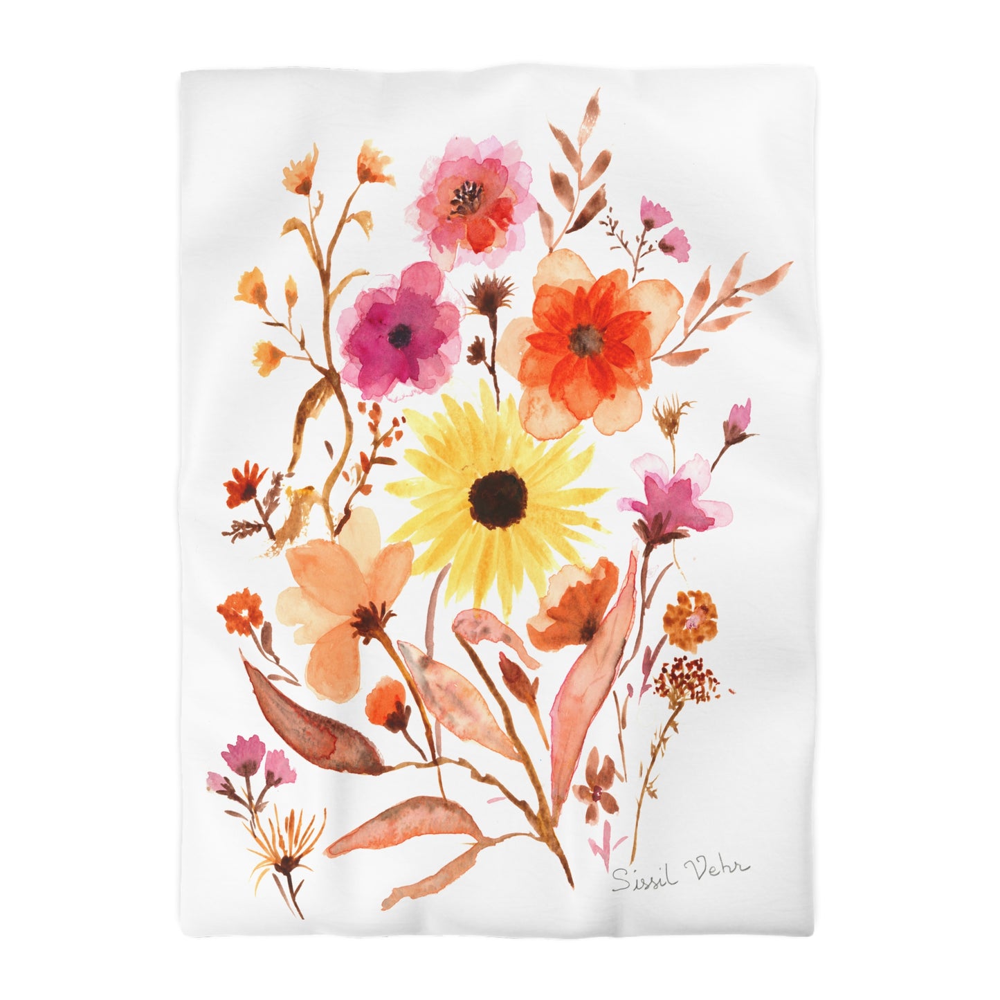 Microfiber duvet cover: Watercolor Floral Bouquet