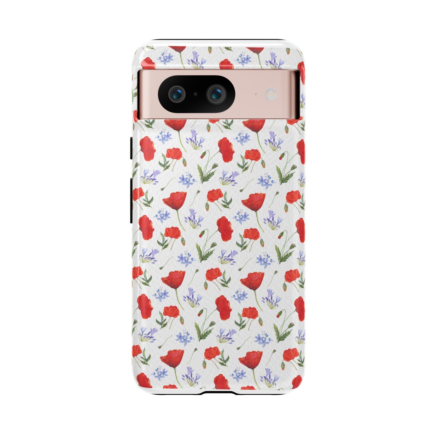 Robust and shock-resistant phone case: Watercolor Poppies and Agapanthus Flowers