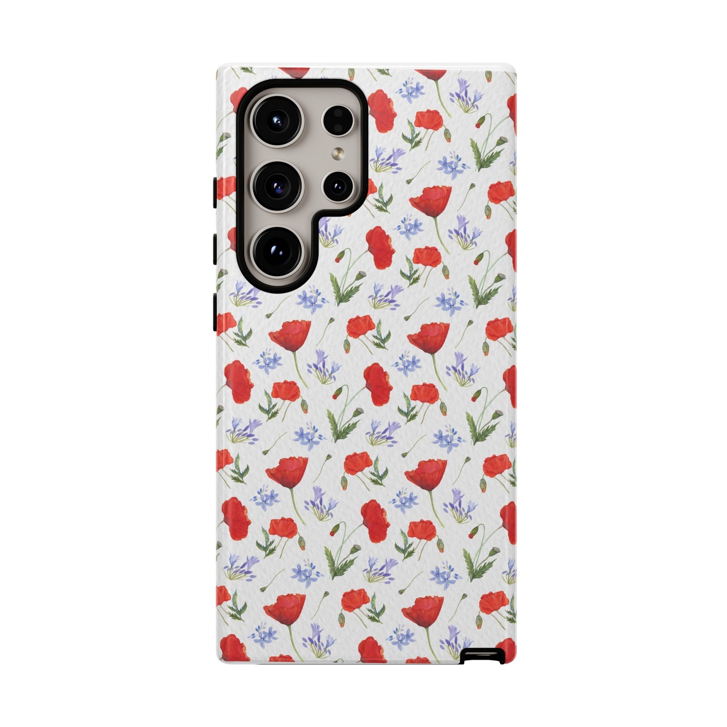 Robust and shock-resistant phone case: Watercolor Poppies and Agapanthus Flowers