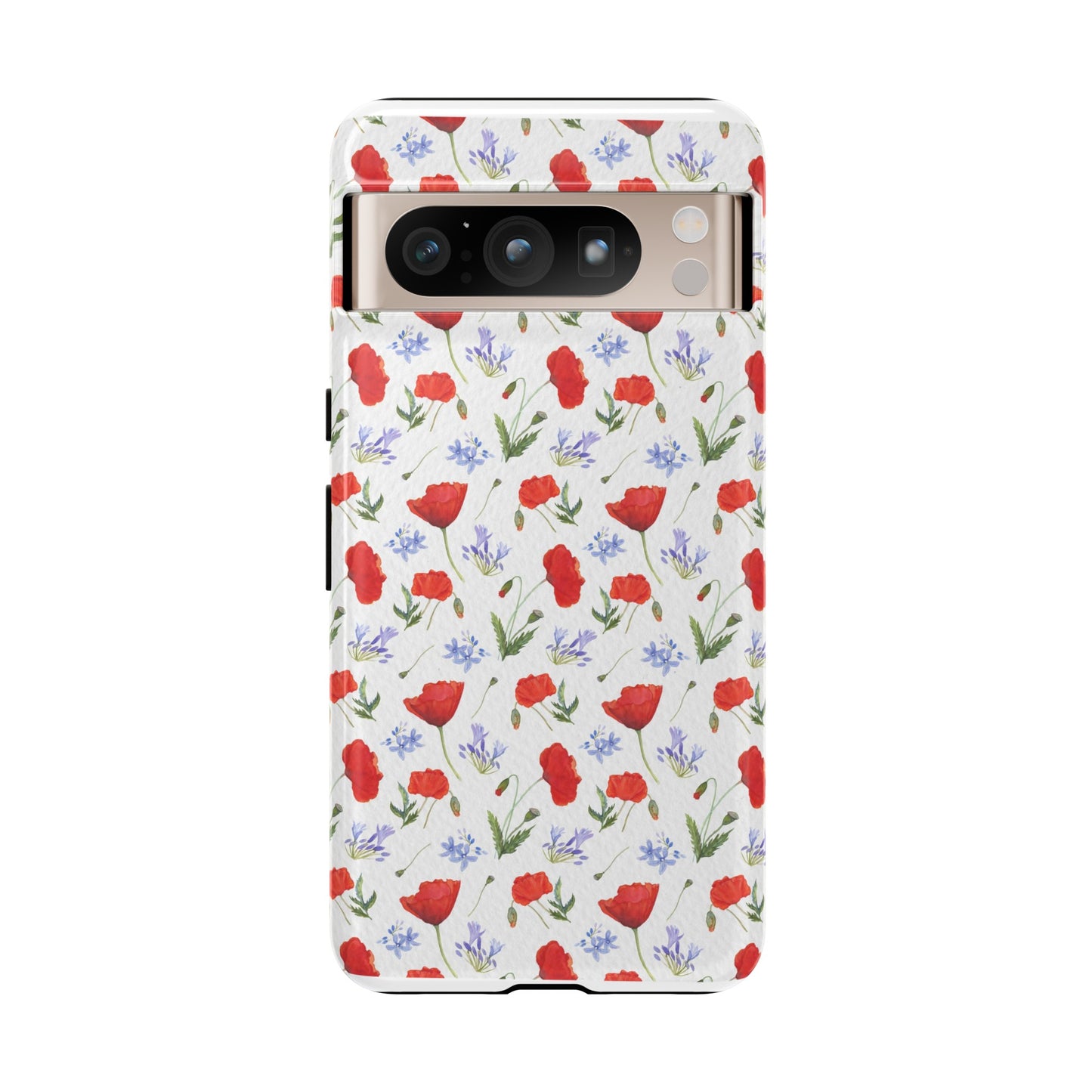 Robust and shock-resistant phone case: Watercolor Poppies and Agapanthus Flowers