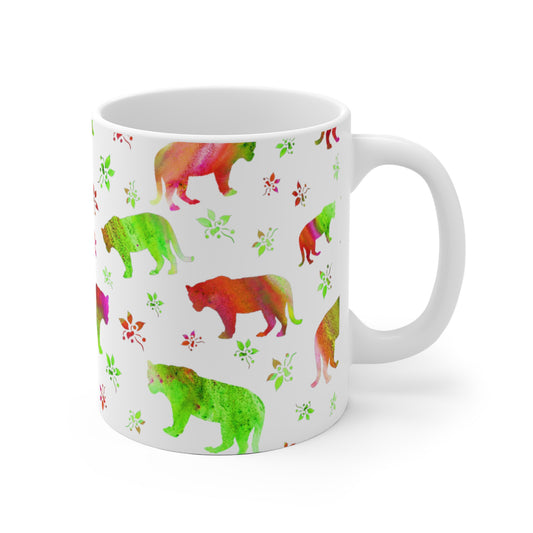 Ceramic mug / cup: Watercolor Tigers palette Orange Green