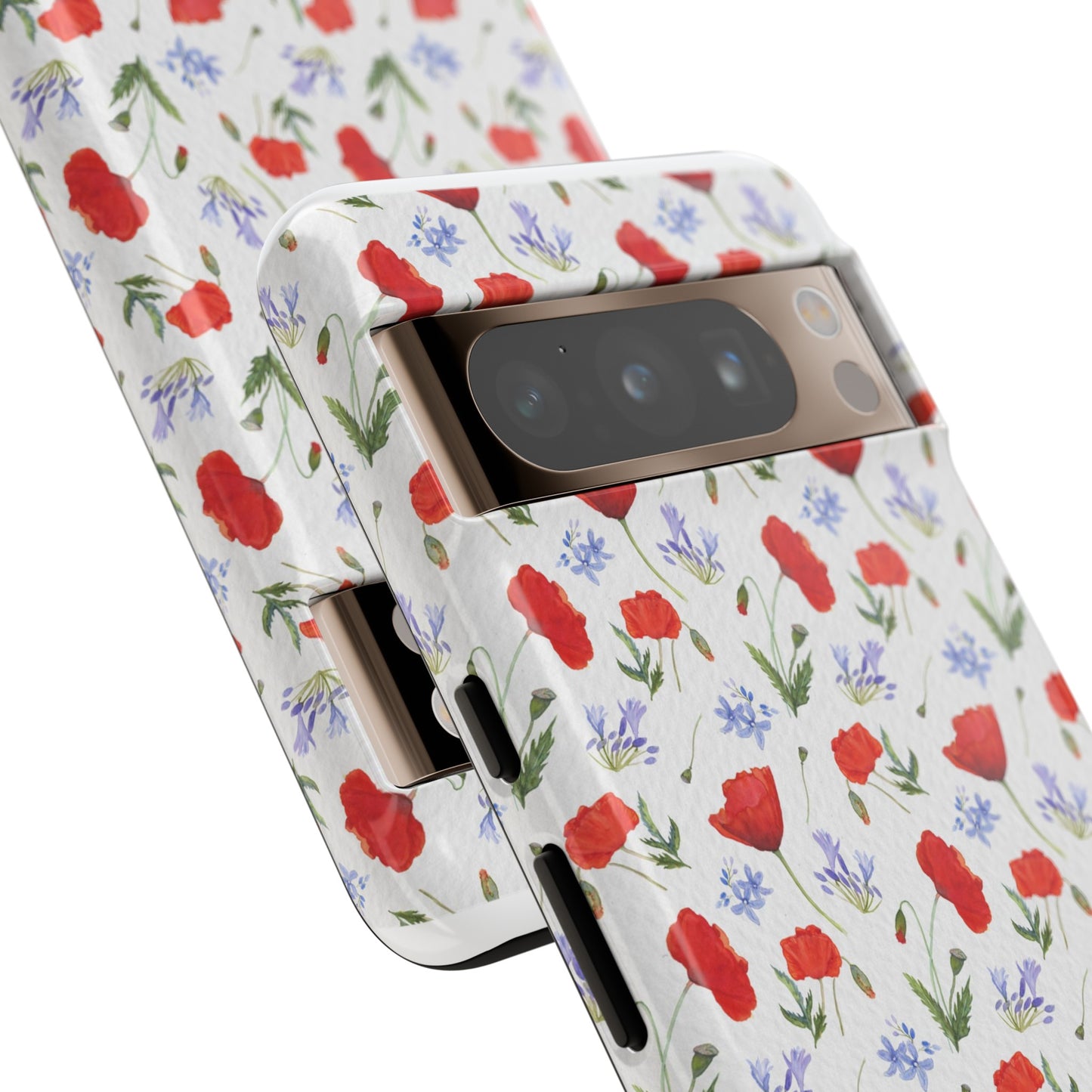 Robust and shock-resistant phone case: Watercolor Poppies and Agapanthus Flowers