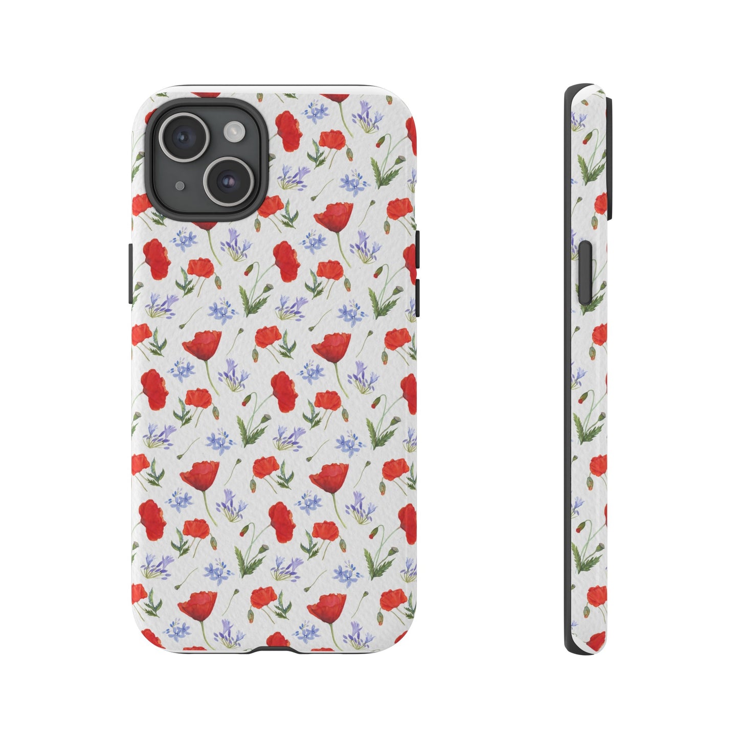 Robust and shock-resistant phone case: Watercolor Poppies and Agapanthus Flowers