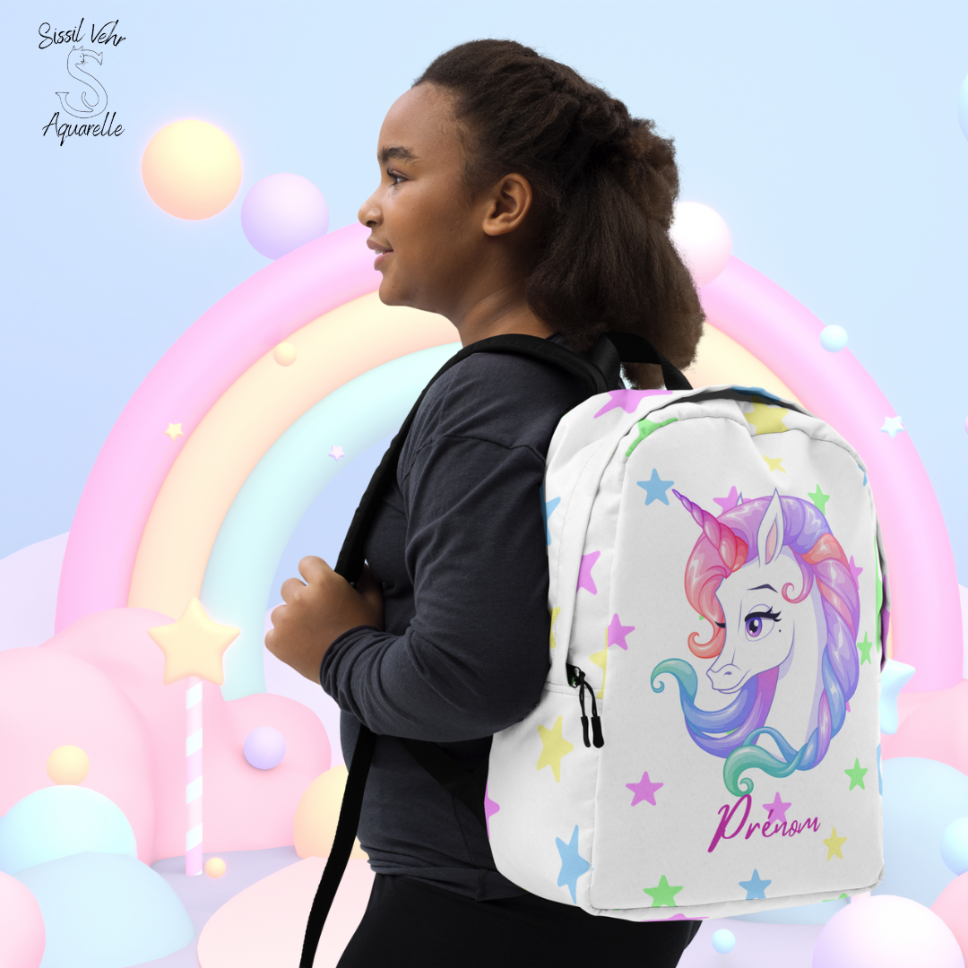 Sac à Dos Licorne pour  Enfant Personnalisé  - Idéal pour l'École et résistant à l'Eau