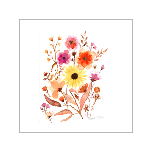 Sticker Decal Bouquet of watercolor flowers