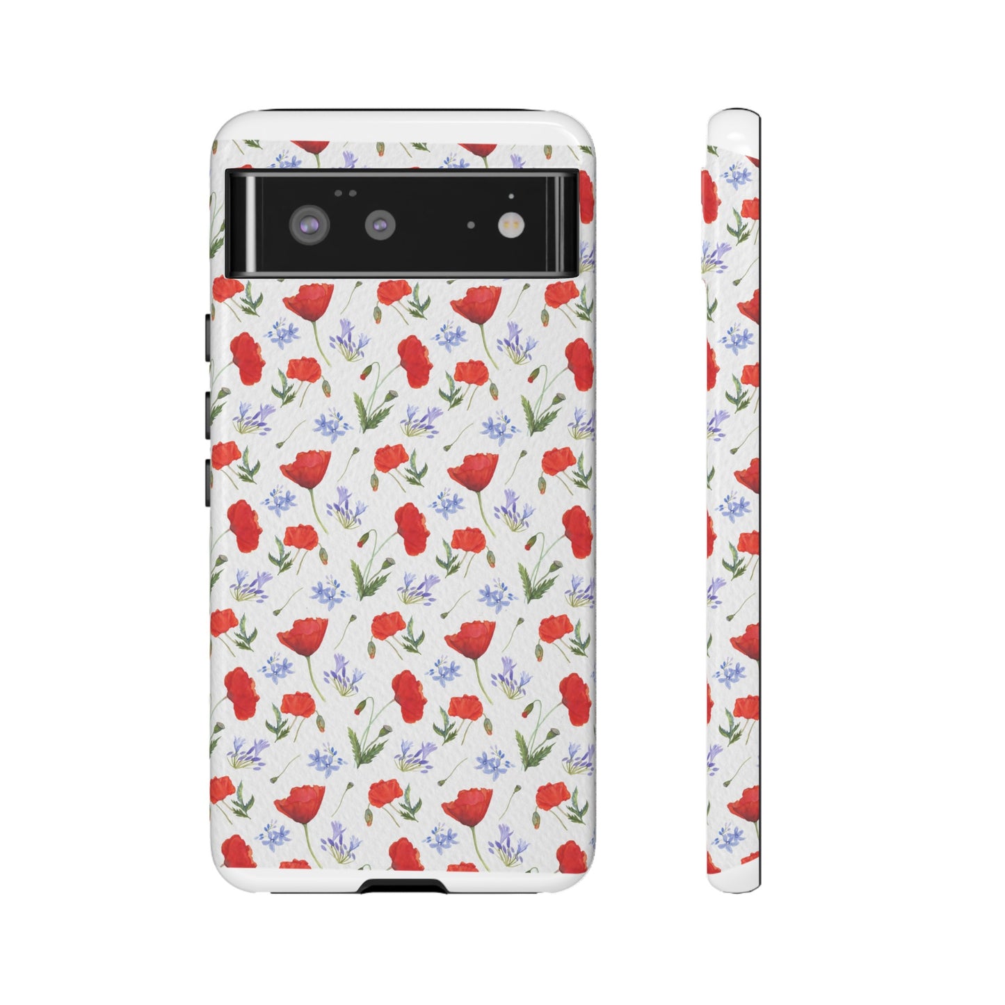 Robust and shock-resistant phone case: Watercolor Poppies and Agapanthus Flowers