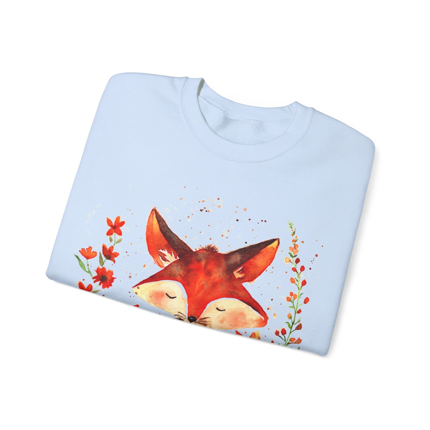 Pretty hand-painted fox and flowers Customizable sweatshirt: Unisex comfort clothing