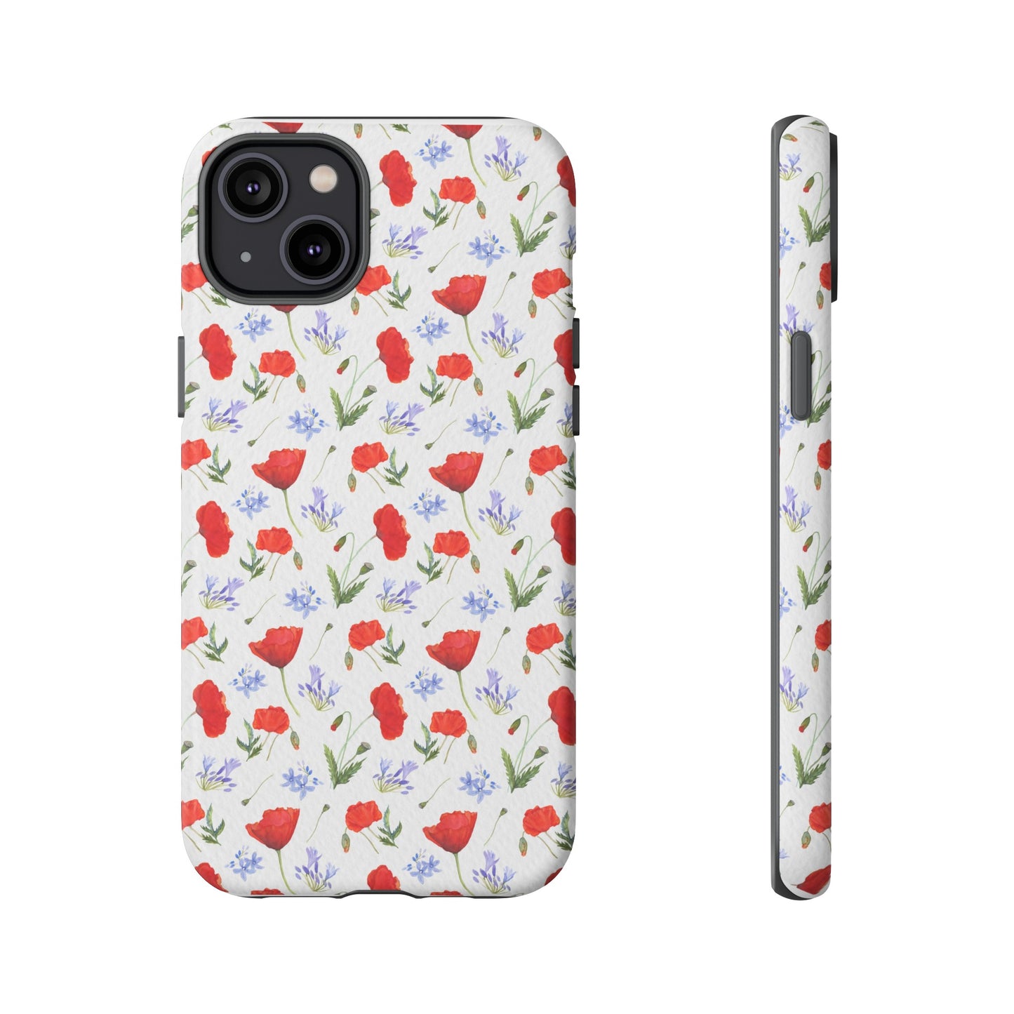 Robust and shock-resistant phone case: Watercolor Poppies and Agapanthus Flowers