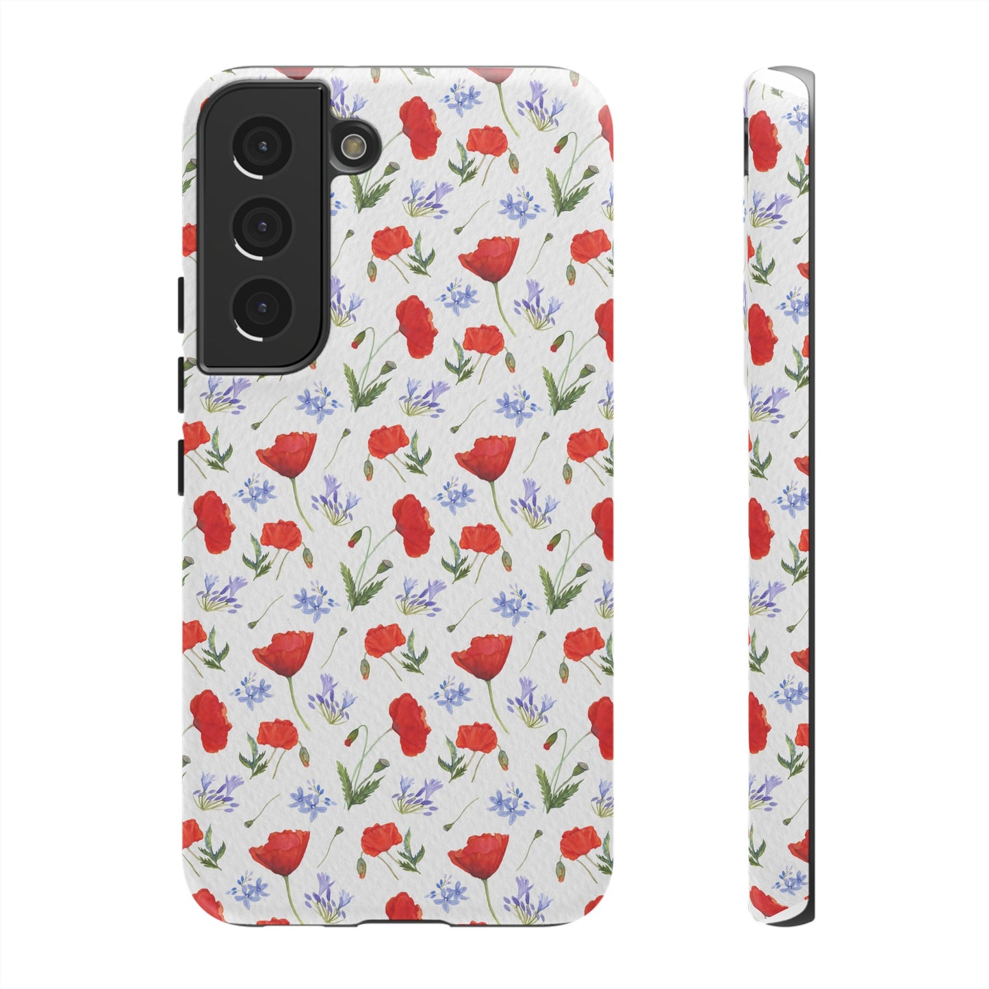 Robust and shock-resistant phone case: Watercolor Poppies and Agapanthus Flowers