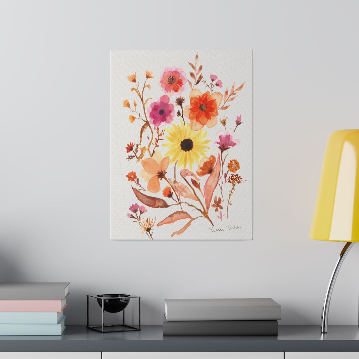 Watercolor art print: Bouquet of flowers