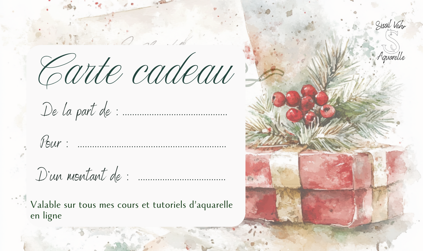 Carte Cadeau Sissil Vehr Aquarelle | Offrez un Moment Créatif et Inspirant