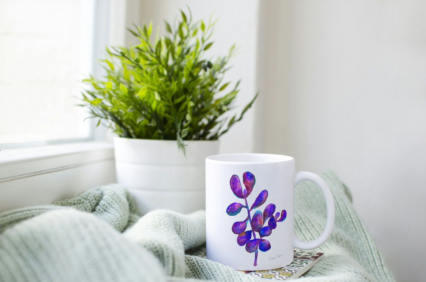 Mug personnalisé Cactus / Succulente | cadeau personnalisable| palette Magenta