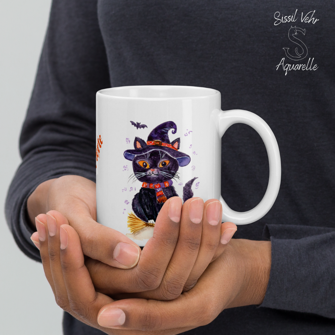 Mug Chat Sorcier - Imprimé sur 2 Faces | Personnalisable | Édition Spéciale Halloween