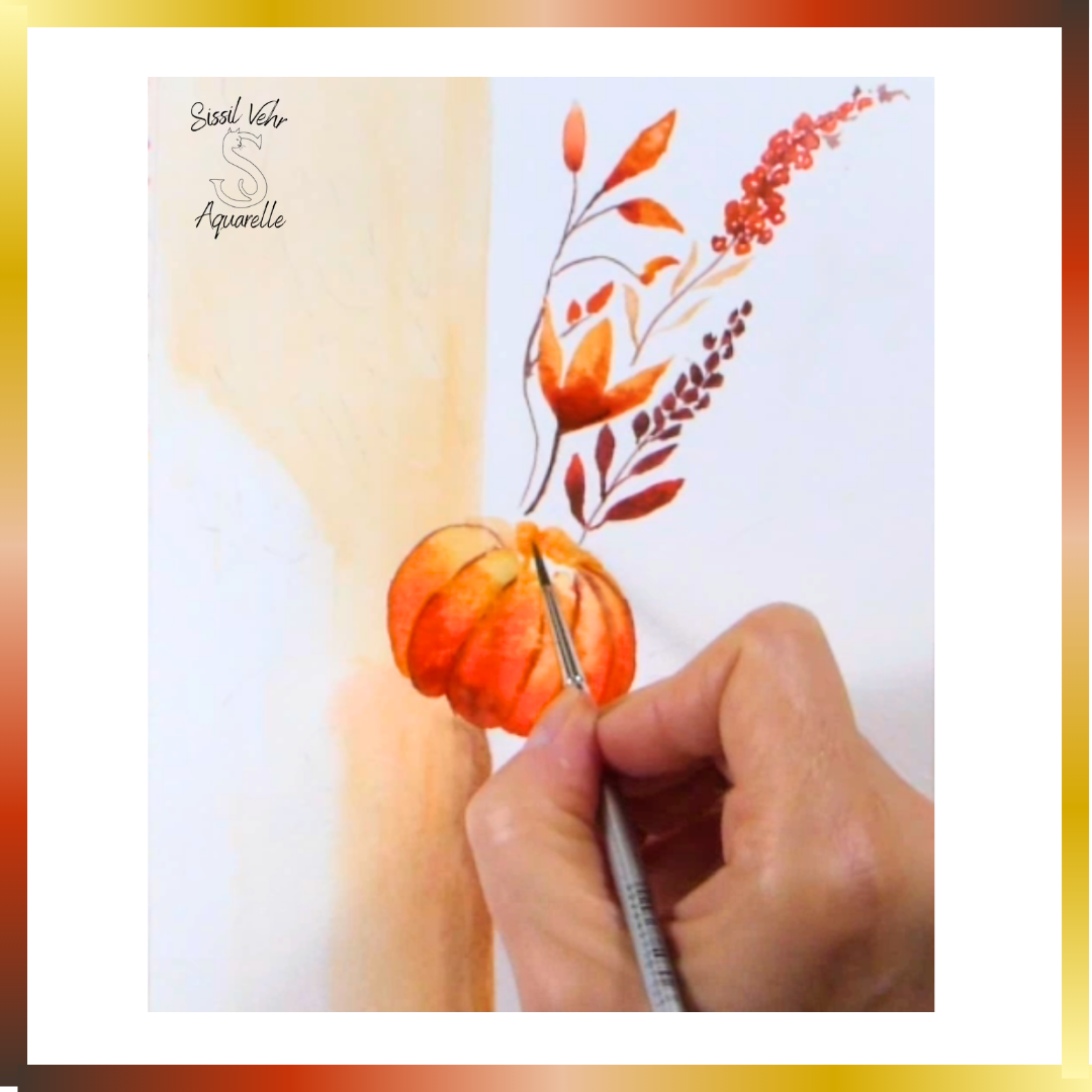Mug en céramique personnalisable - Collection Automne Aquarelle Citrouille et Fleurs | Cadeau d'automne parfait