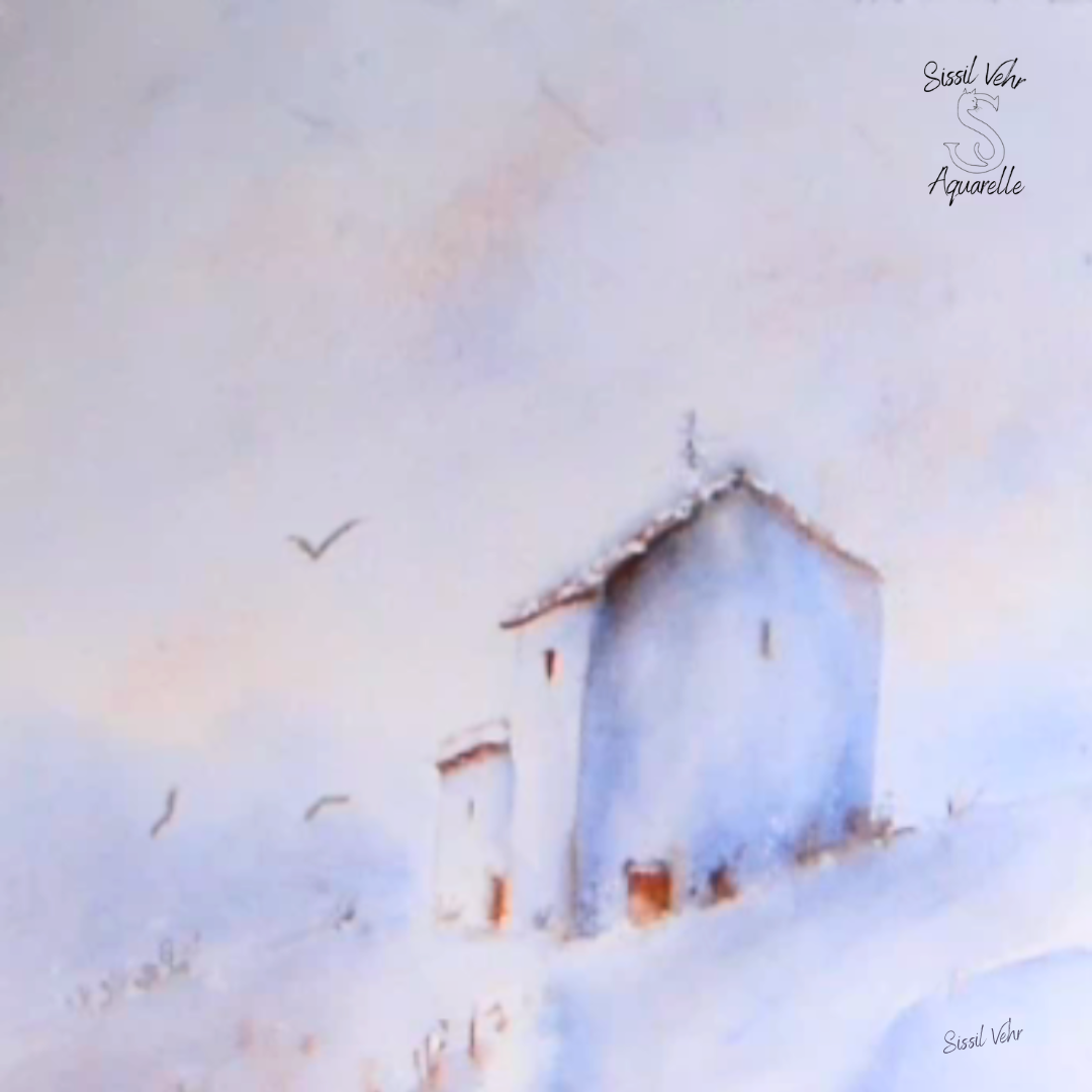 Parcours Aquarelle – Lavis & fondus : Paysage hivernal lumineux