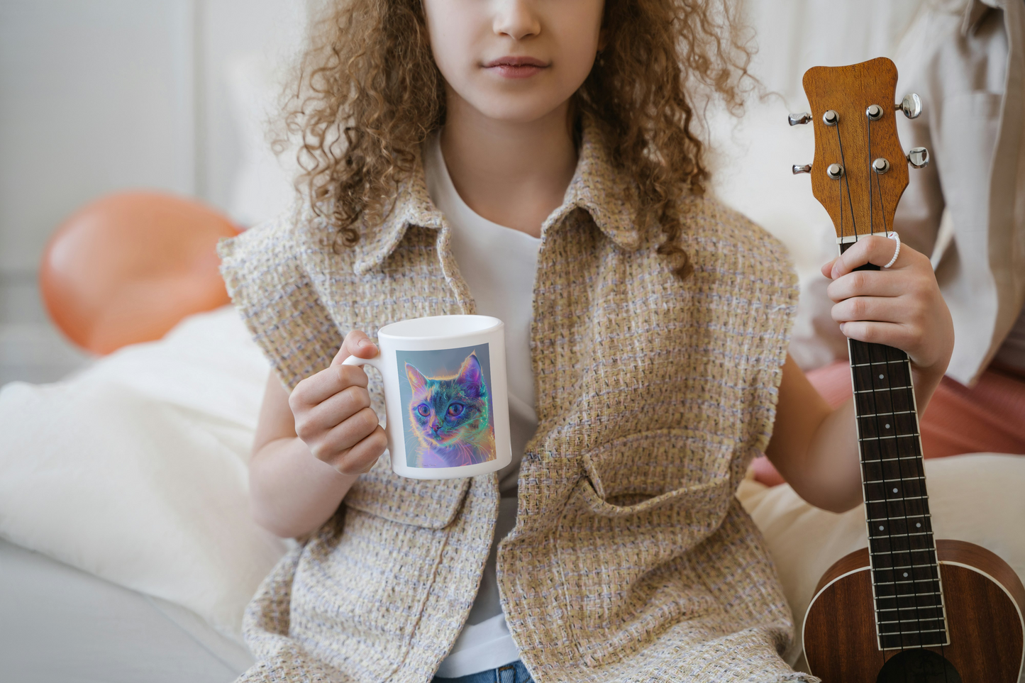 Holographic Cat Mug: Futuristic Feline