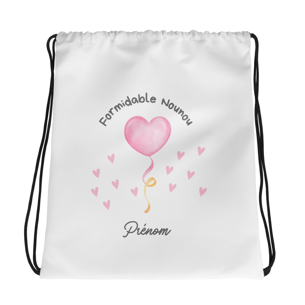 Sac à cordon Nounou Personnalisable/ merveilleuse nounou/ cadeau nounou Coeur /Pochon nounou personnalisé/cadeau nounou