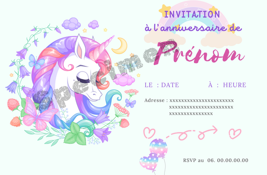 Invitation anniversaire personnalisée - Fille - Rose - Format A5 - Carte d'anniversaire - Téléchargeable à imprimer