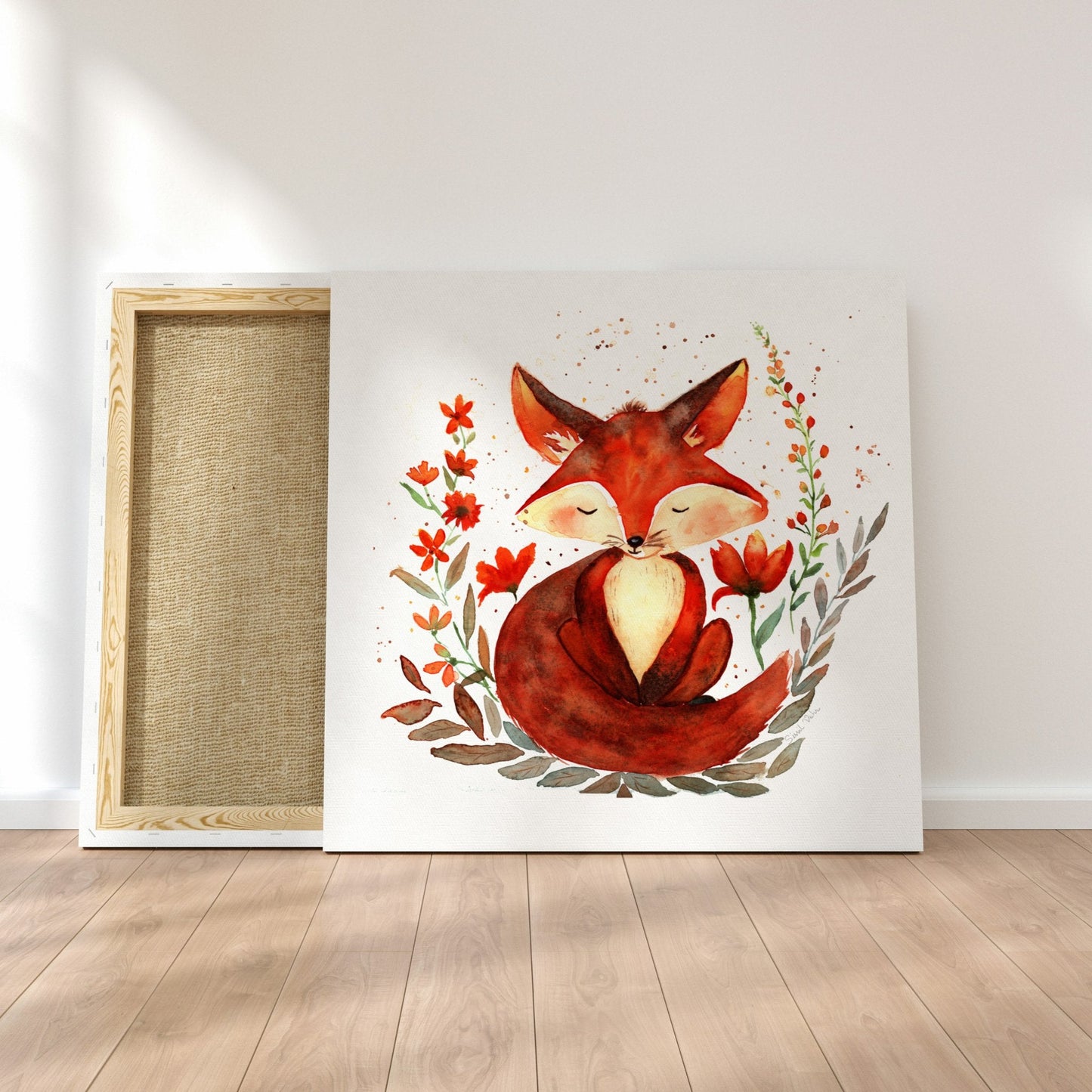 Art mural aquarelle : Adorable renard - Sissil Vehr Aquarelle