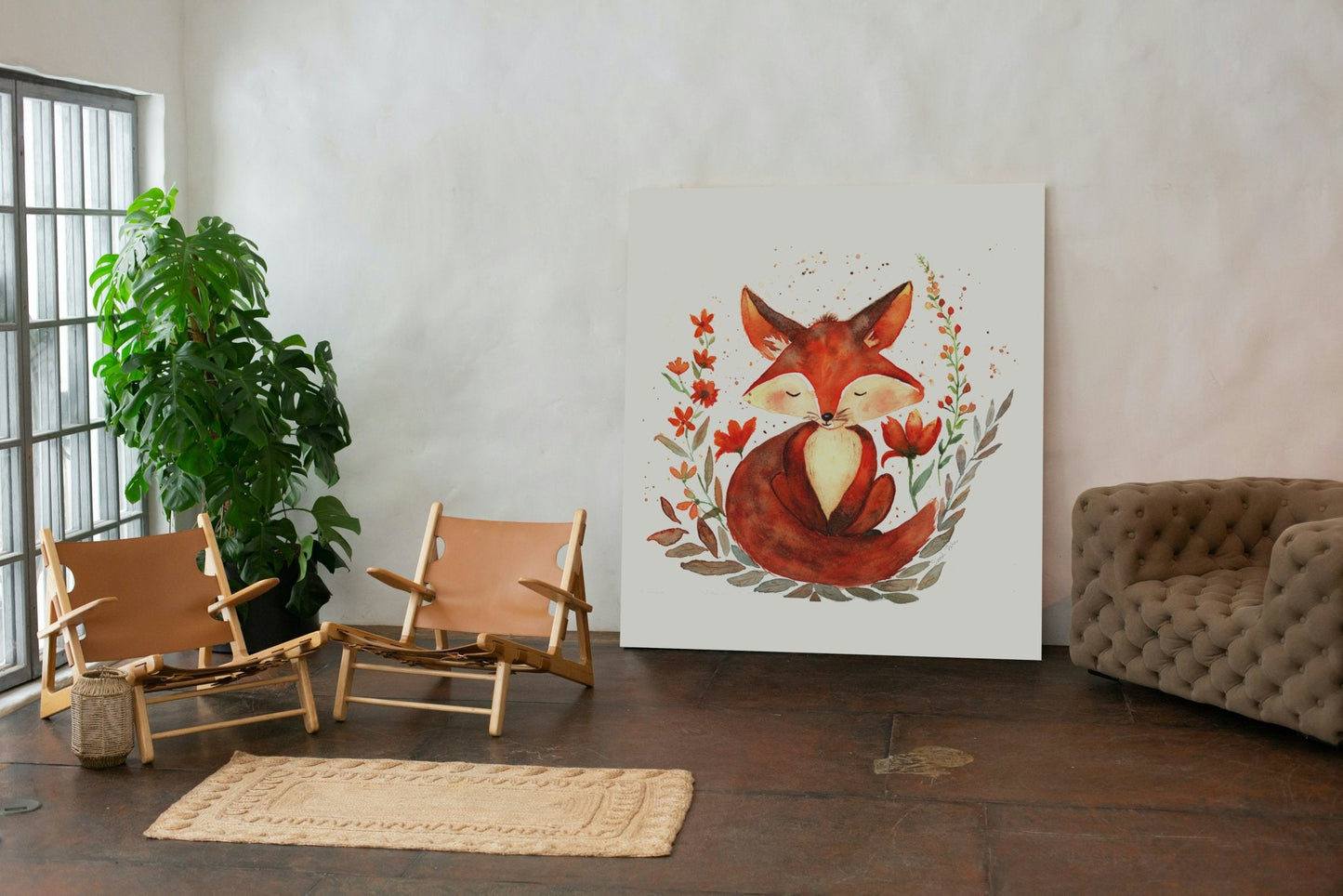 Art mural aquarelle : Adorable renard - Sissil Vehr Aquarelle