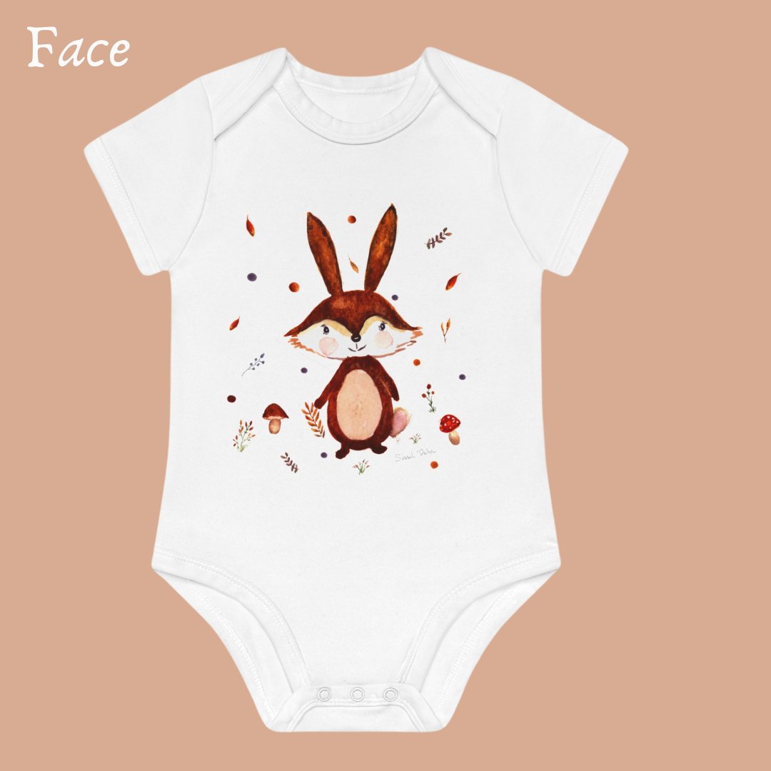 Body bébé Personnalisé 100% coton Bio : Aquarelle Lapin manches courtes - Sissil Vehr Aquarelle