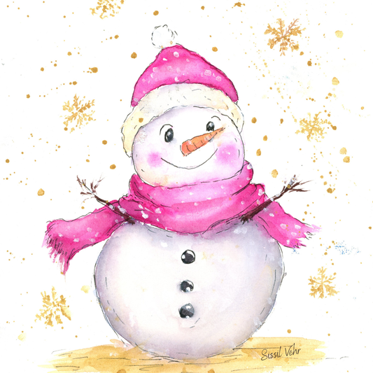 ⛄Tutoriel Vidéo Aquarelle - Carte de Noël Le Bonhomme de Neige joyeux