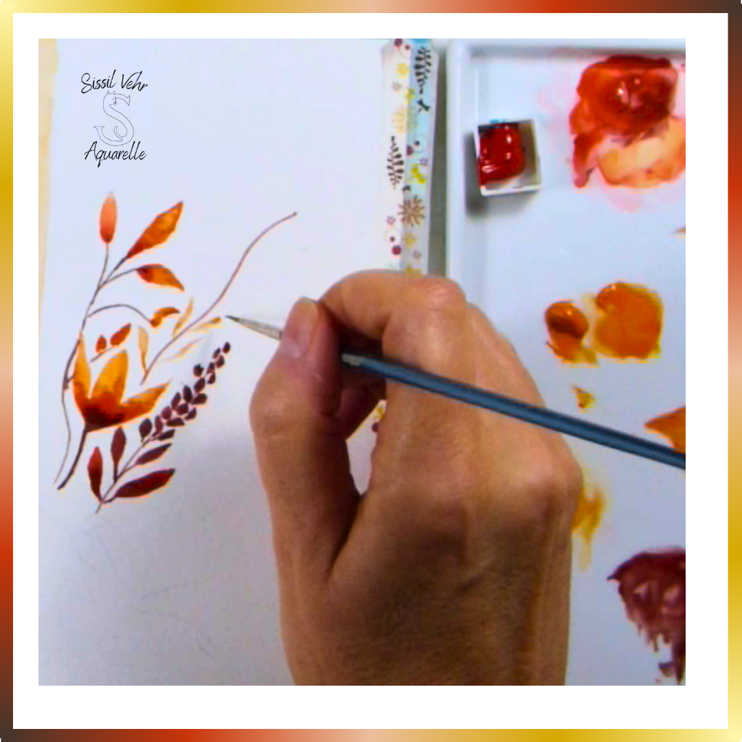 Tutoriel Aquarelle - Bouquet d'Automne | Vidéo et PDF Personnalisés et téléchargeables