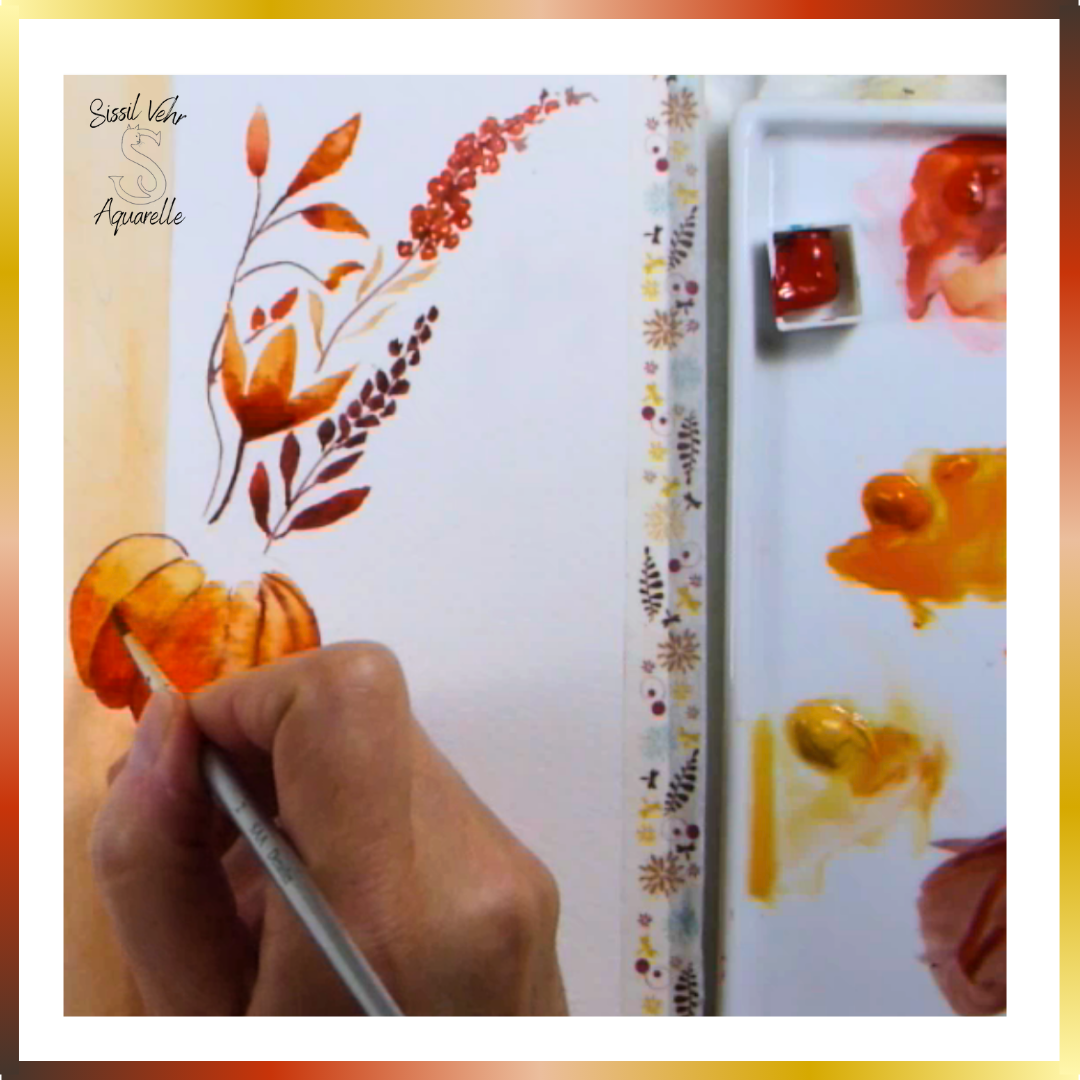 Tutoriel Aquarelle - Bouquet d'Automne | Vidéo et PDF Personnalisés et téléchargeables