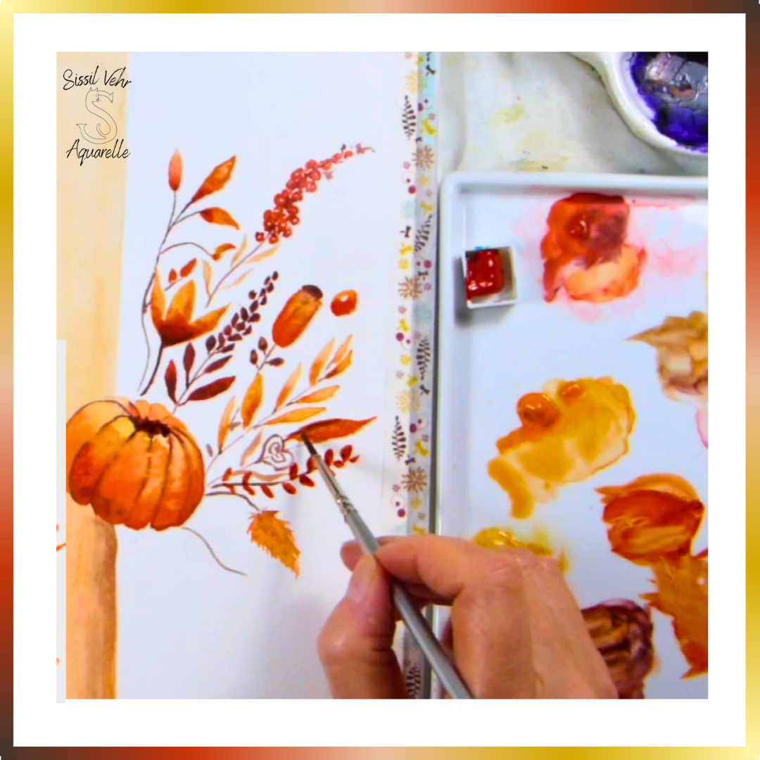 Tutoriel Aquarelle - Bouquet d'Automne | Vidéo et PDF Personnalisés et téléchargeables