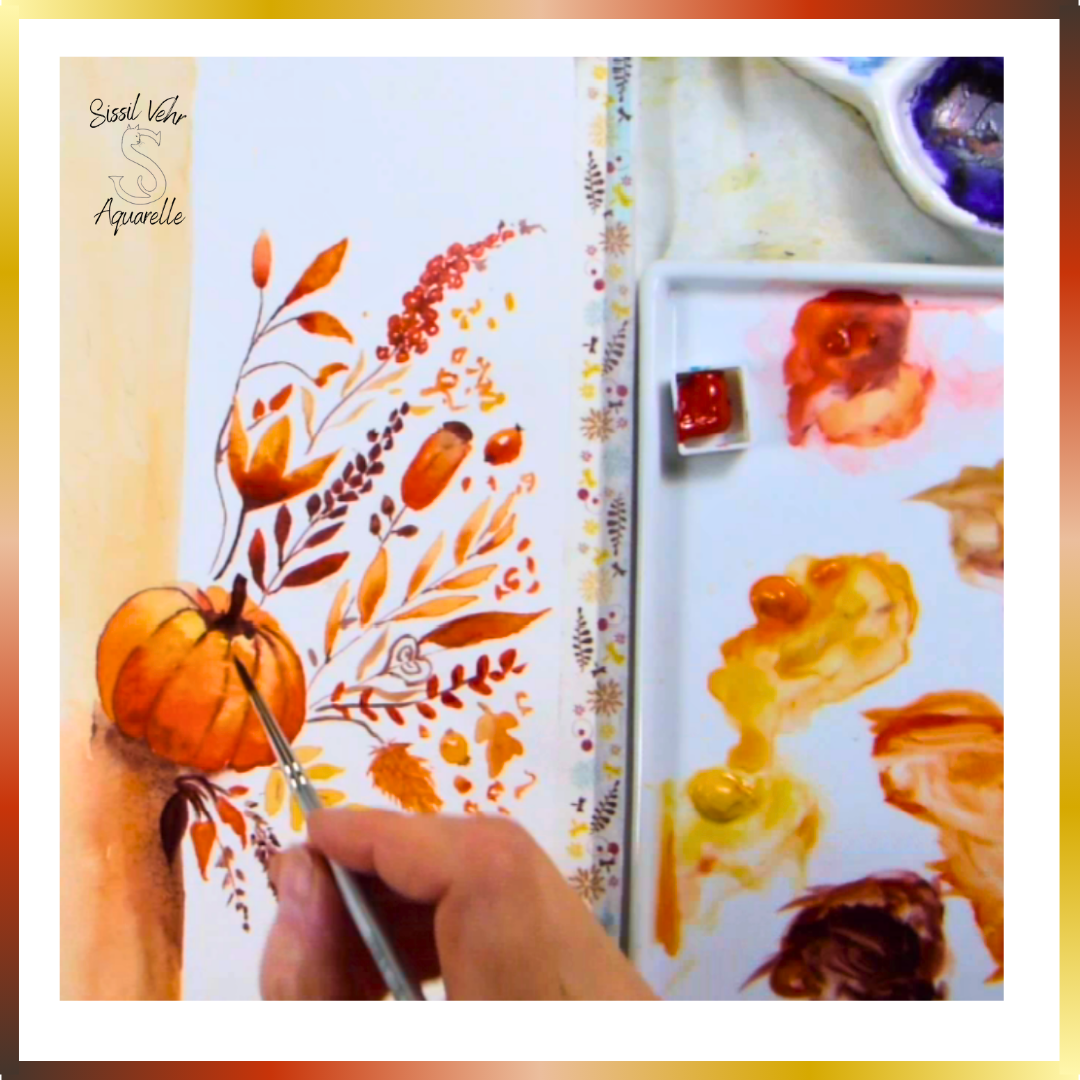 Tutoriel Aquarelle - Bouquet d'Automne | Vidéo et PDF Personnalisés et téléchargeables