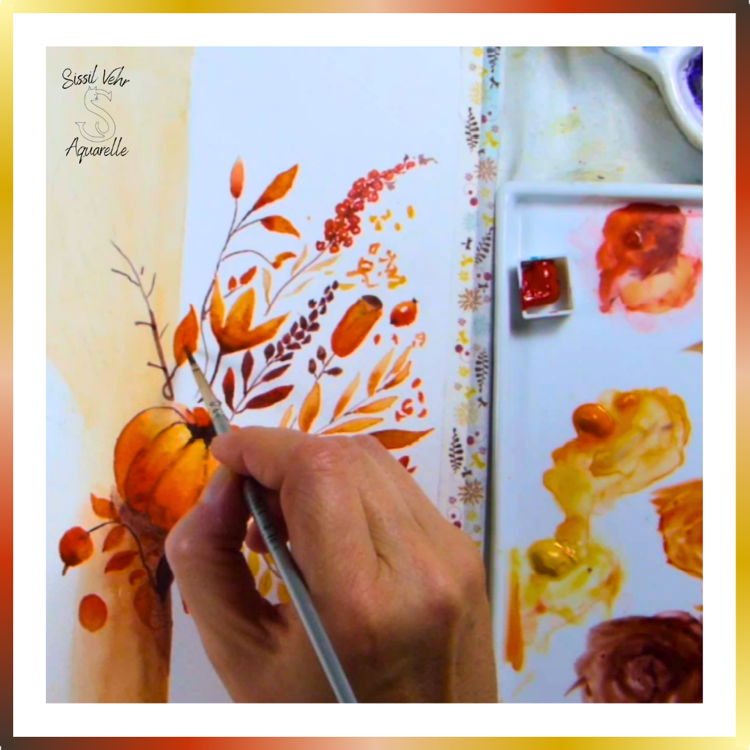 Tutoriel Aquarelle - Bouquet d'Automne | Vidéo et PDF Personnalisés et téléchargeables