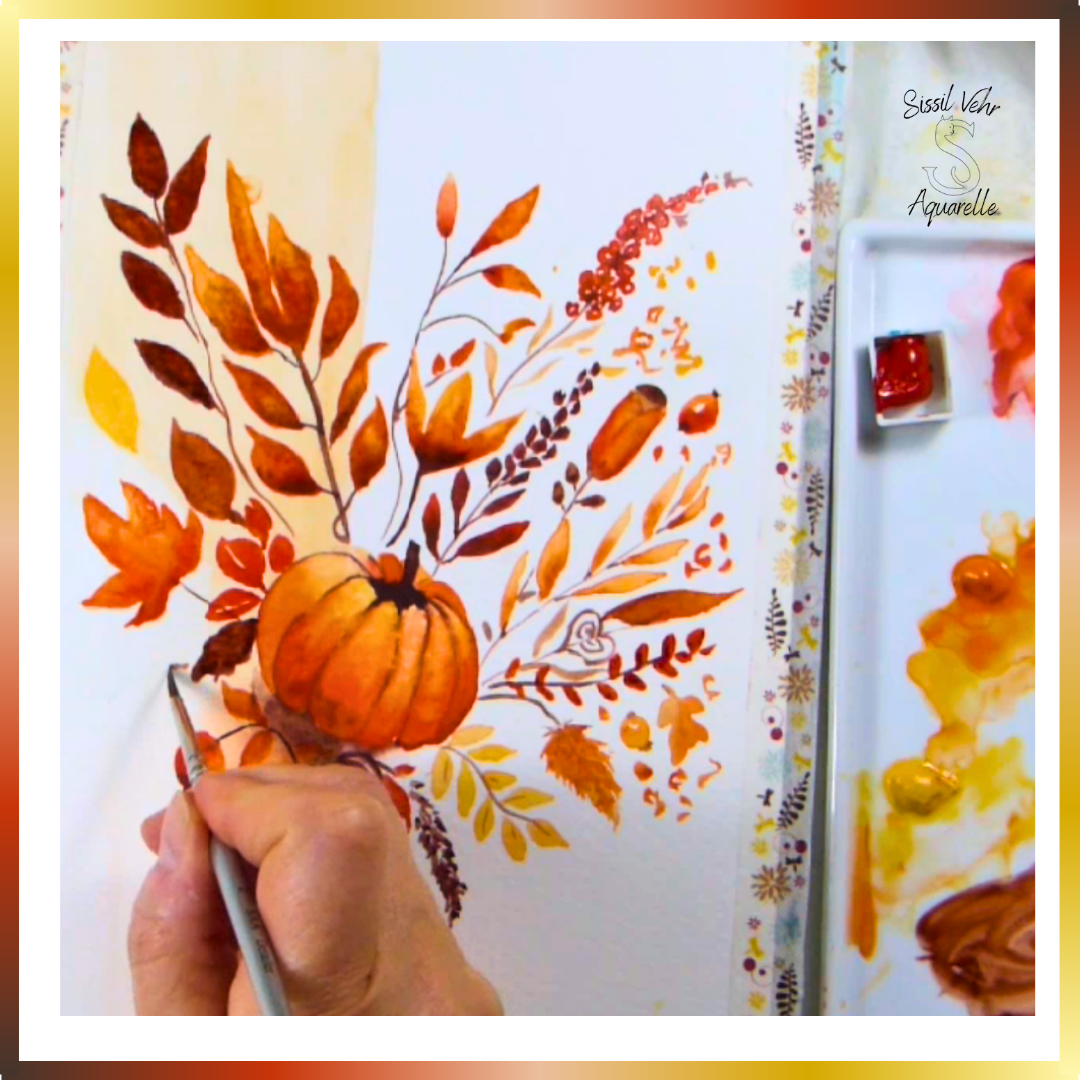 Tutoriel Aquarelle - Bouquet d'Automne | Vidéo et PDF Personnalisés et téléchargeables