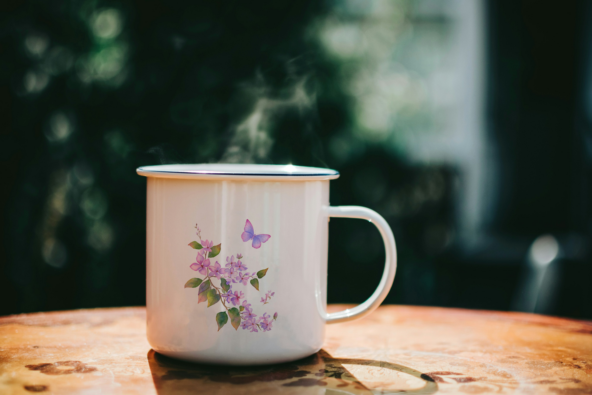 Tasse camping  personnalisée Lilas vintage / cadeau pour elle /Mug en émail/