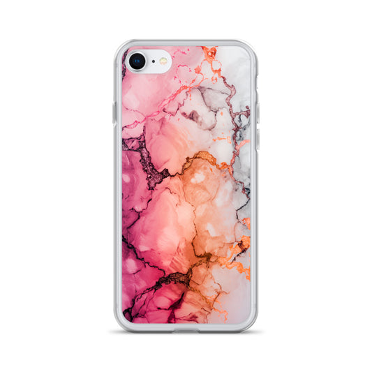 Pink and orange marble: Case for iPhone 15 to 11 / Customizable