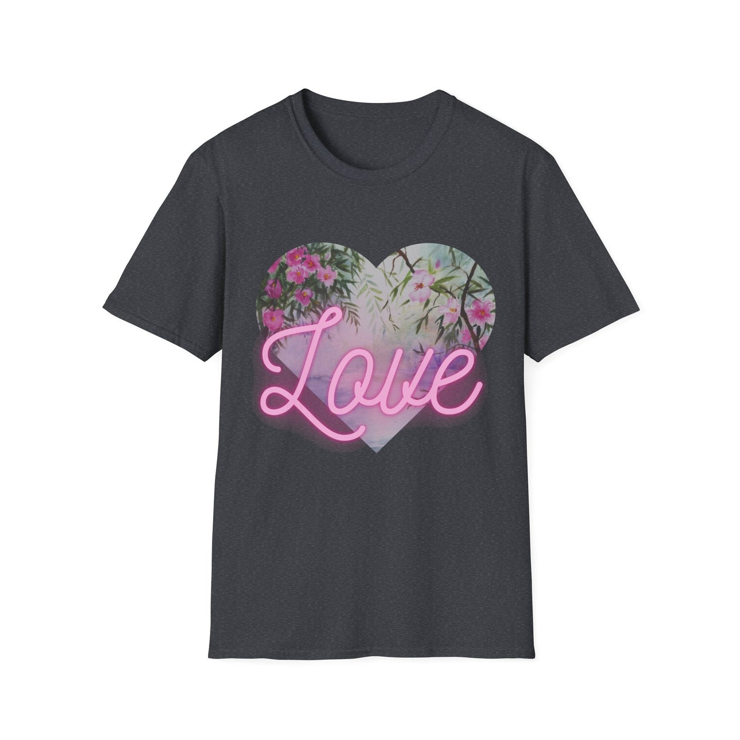 Coeur "Love" vintage Tee - shirt pour Lui / Elle, 100% coton Pop Art Edition - Sissil Vehr Aquarelle