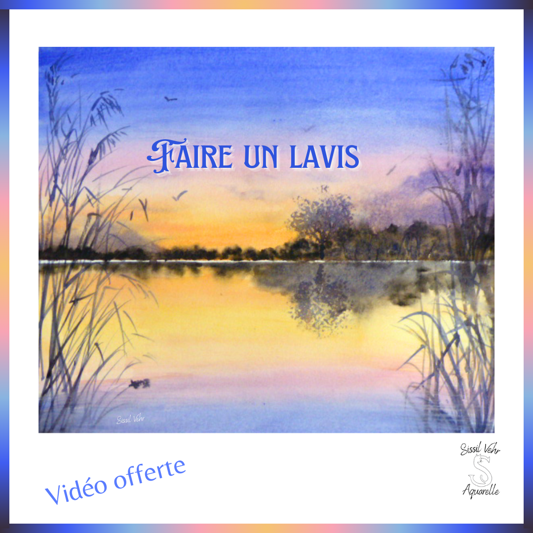 Cours Aquarelle - Crépuscule sur le lac - Tutoriel Vidéo Pas à Pas (1h30) téléchargeable