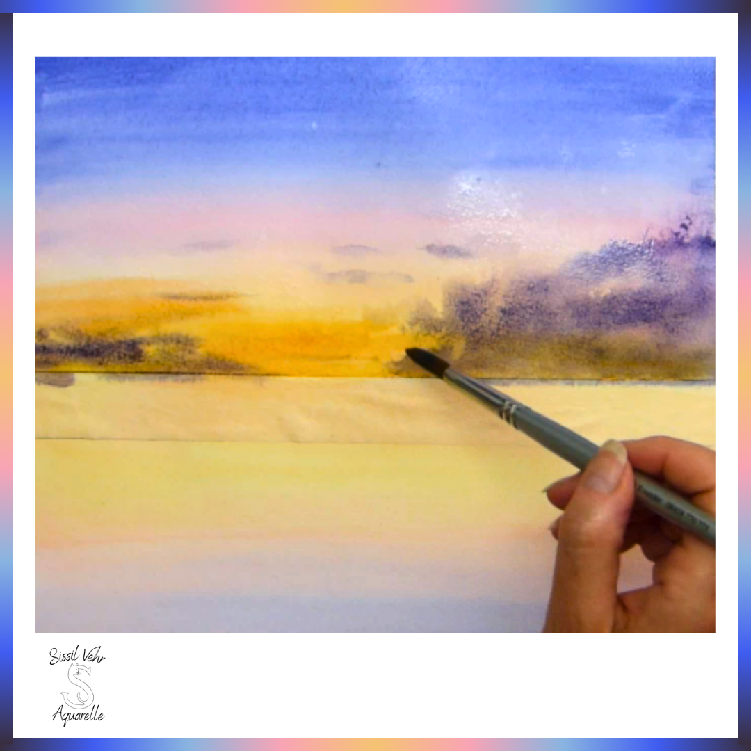 Cours Aquarelle - Crépuscule sur le lac - Tutoriel Vidéo Pas à Pas (1h30) téléchargeable