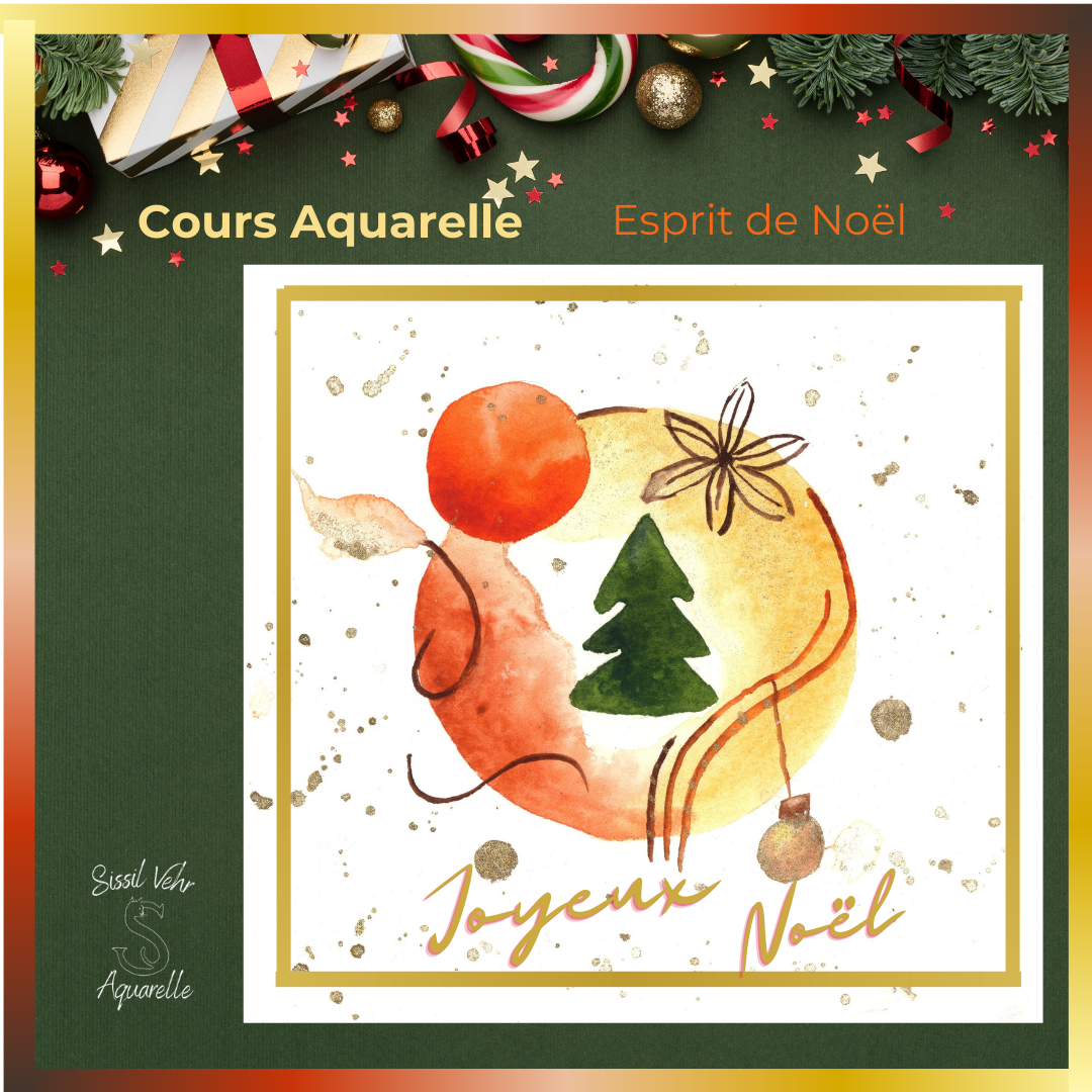 Carte de Noël Aquarelle DIY - Tutoriel Vidéo Pas à Pas avec carnet inclus - Esprit de Noël