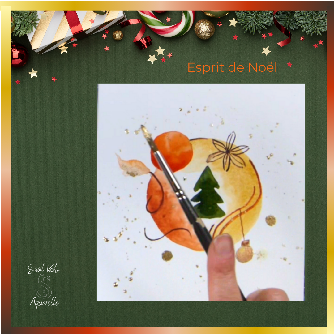 Carte de Noël Aquarelle DIY - Tutoriel Vidéo Pas à Pas avec carnet inclus - Esprit de Noël