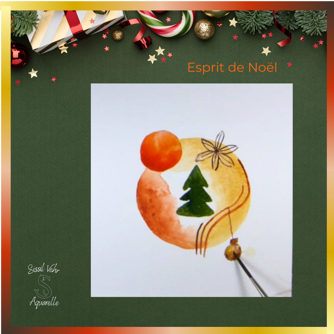 Carte de Noël Aquarelle DIY - Tutoriel Vidéo Pas à Pas avec carnet inclus - Esprit de Noël