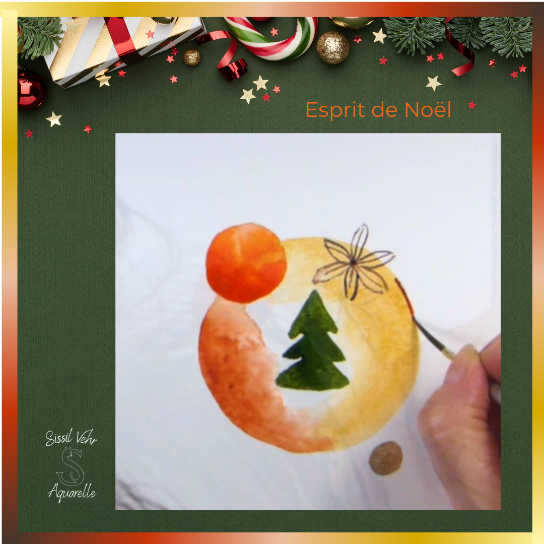 Carte de Noël Aquarelle DIY - Tutoriel Vidéo Pas à Pas avec carnet inclus - Esprit de Noël