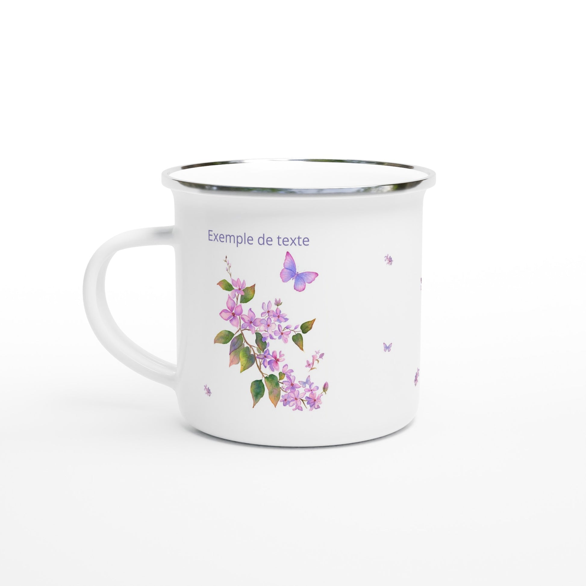 Tasse camping  personnalisée Lilas vintage / cadeau pour elle /Mug en émail/