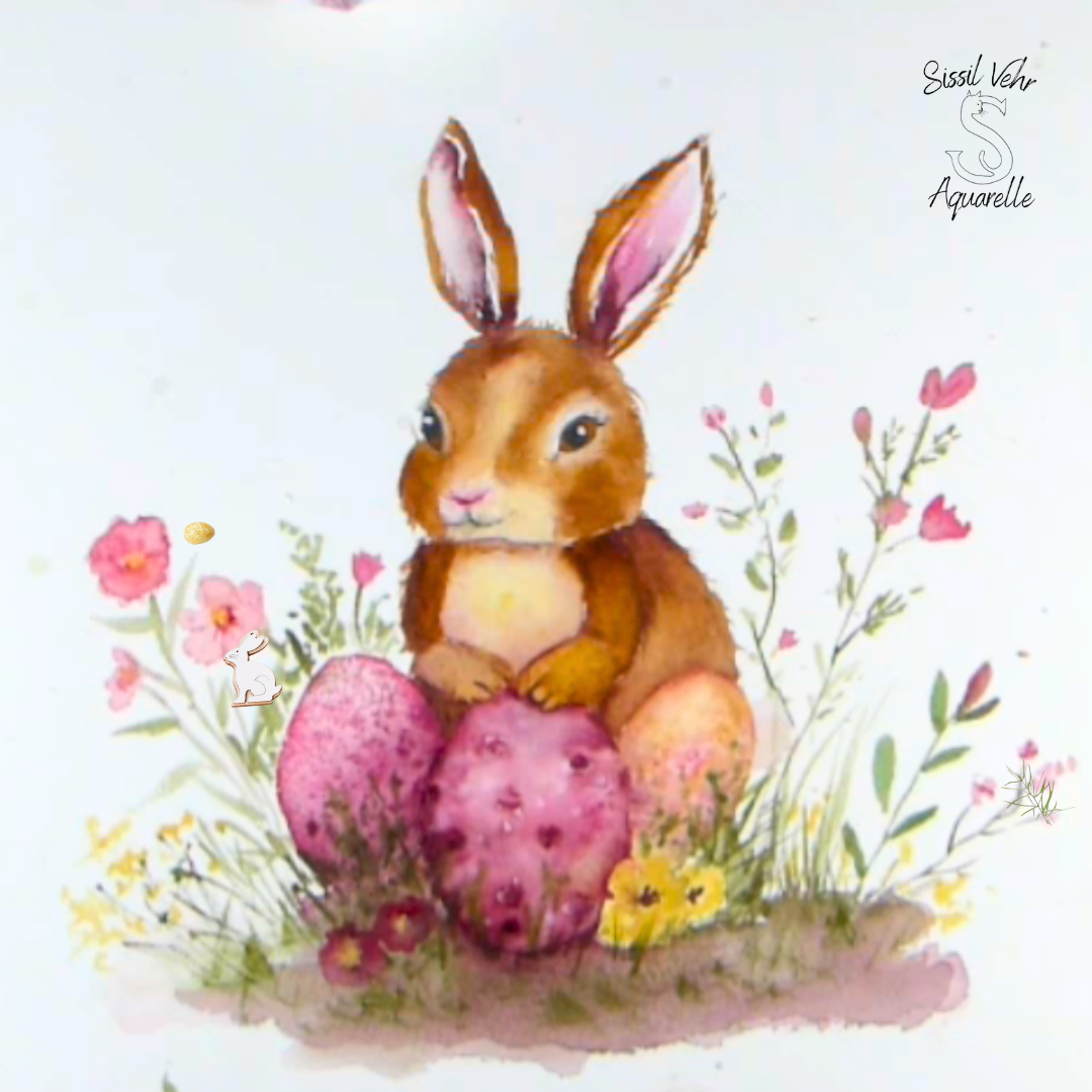Lapin de Pâques à l’Aquarelle – Cours Vidéo Pas à Pas - téléchargeable