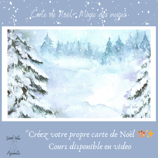 Tutoriel vidéo Aquarelle DIY |Carte de Noël Magie des Neiges avec carnet inclus