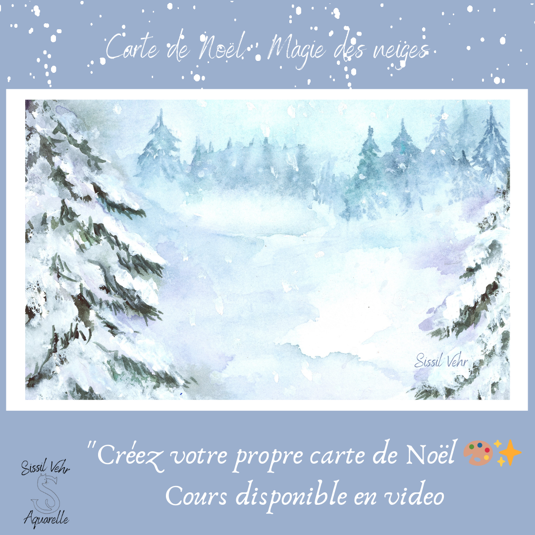 Tutoriel vidéo Aquarelle DIY |Carte de Noël Magie des Neiges avec carnet inclus