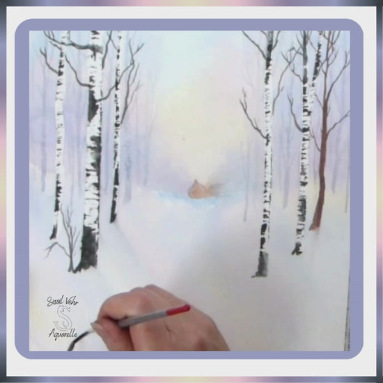 Tutoriel vidéo Aquarelle DIY | Peindre l'Hiver : Forêt Enneigée avec carnet inclus