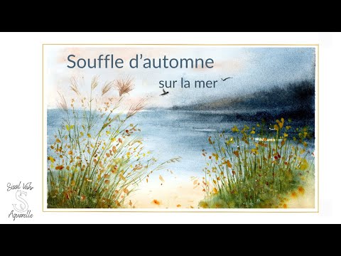 Cours vidéo d'aquarelle montrant la réalisation pas à pas d'un paysage marin d'automne. Apprentissage de la technique des fondus et du mouillé sur mouillé pour créer une atmosphère brumeuse. Esquisse incluse.